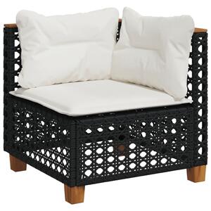VidaXL 5 részes fekete polyrattan kerti kanapészett párnákkal