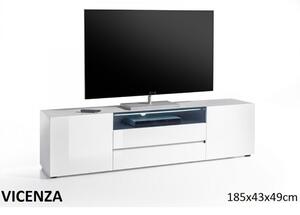 VICENZA Magasfényű Fehér TV Állvány 185 cm