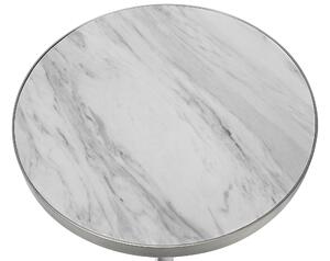 Fehér és ezüst márványhatású kisasztal ⌀ 44 cm RAMONA