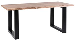 Rusztikus Fa Étkezőasztal Fekete Fém Lábazattal 200 x 95 cm HEBY