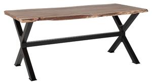 Rusztikus Fa Étkezőasztal Fekete Lábazattal 180 x 95 cm VALBO