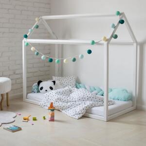 Házikó ágy montessori ágy gyerekeknek fehér fenyő leesésgátló opció