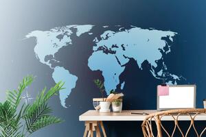 Öntapadó tapéta világtérkép kék árnyalataiban
