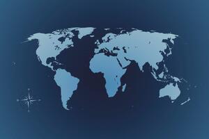 Öntapadó tapéta világtérkép kék árnyalataiban
