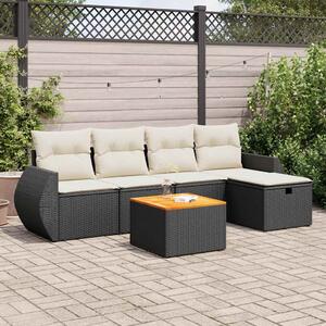 6 részes fekete polyrattan kerti ülőgarnitúra párnákkal