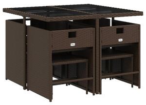 VidaXL 9 részes barna polyrattan kerti étkezőgarnitúra párnákkal