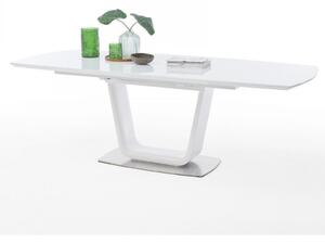 Xander Fényes Fehér Lakkozott MDF - Fehér Üveg Bővíthető Étkezőasztal 180-230cm