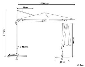 Függő sötétszürke napernyő ⌀ 300 cm SAVONA