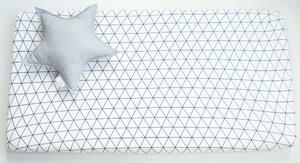 Gumis pamut jersey lepedő kiságyba 60x120 cm, 70x140 cm fehér alapon fekete geometrikus minta