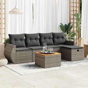 6 részes szürke polyrattan kerti ülőgarnitúra párnákkal
