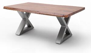 CARTAGENA dohányzó asztal akácfa 110x70cm - X alakú szálcsiszolt lábbal - Dió