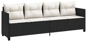 VidaXL 5 részes fekete polyrattan kerti kanapészett párnákkal