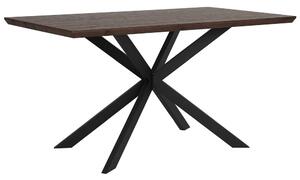 Modern Sötét Fa Étkezőasztal Fekete Lábazattal 140 x 80 cm SPECTRA