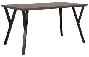 Egyedi Sötét Fa Asztal Fekete Lábazattal 140 x 80 cm BRAVO
