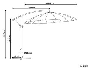 Függő világosszürke napernyő ⌀ 268 cm CALABRIA II