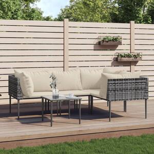 5 részes szürke polyrattan kerti ülőgarnitúra párnákkal