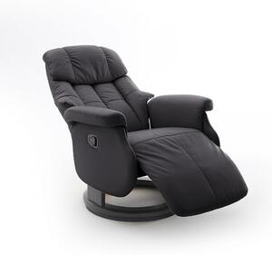 CALGARY Comfort L Fekete bőr relax fotel lábtartóval fekete lábbal