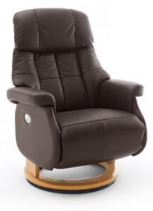 CALGARY Comfort XL Barna bőr relax fotel lábtartóval natúr lábbal