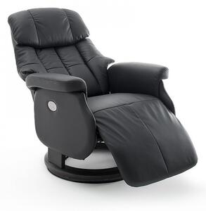 CALGARY Comfort XL Fekete bőr relax fotel lábtartóval fekete lábbal