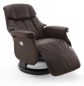 CALGARY Comfort XL Barna bőr relax fotel lábtartóval fekete lábbal
