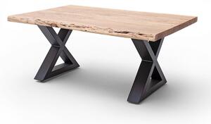 CARTAGENA dohányzó asztal akácfa 110x70cm - X alakú antracit szürke lábbal - Szürke