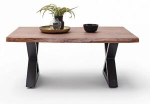 CARTAGENA dohányzó asztal akácfa 110x70cm - X alakú antracit szürke lábbal - Dió