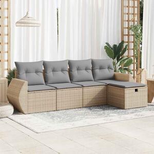 5 részes bézs polyrattan kerti ülőgarnitúra párnákkal