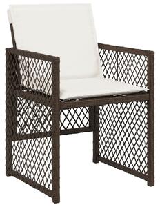 VidaXL 5 részes barna polyrattan kerti étkezőgarnitúra párnákkal