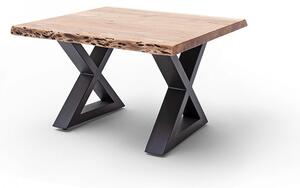 CARTAGENA dohányzó asztal akácfa 75x75cm - X alakú antracit szürke lábbal - Natúr