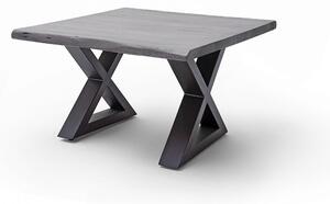 CARTAGENA dohányzó asztal akácfa 75x75cm - X alakú antracit szürke lábbal - Szürke