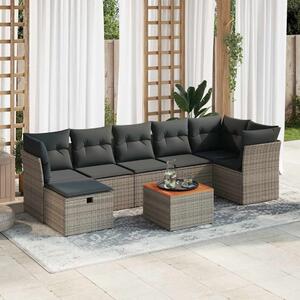 8 részes szürke polyrattan kerti ülőgarnitúra párnákkal