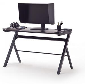 McRACING Basic 3 gamer íróasztal fekete karbon optika borítással és beépített LED világítással