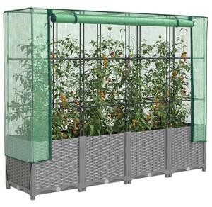 Rattan megjelenésű magaságyás melegháztakaróval 160x40x138 cm