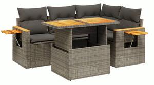 VidaXL Polyrattan Kerti Kanapé Szett - 5 részes - Fekete