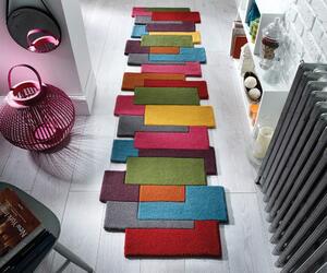 Collage színes gyapjú szőnyeg, 60 x 230 cm - Flair Rugs