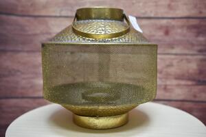 Fém lámpás üveggel (30x30x29,5cm) - arany - vidékies stílusú