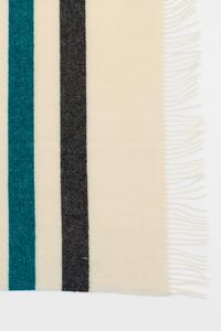 Stripe luxus új-zélandi gyapjú takaró türkiz krém 140x200 cm