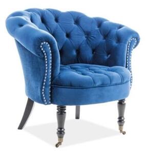 Philips Velvet Chesterfield fotel kék