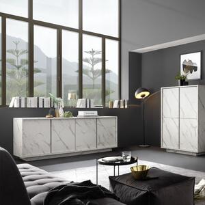 Carrara 4 ajtós komód fehér márvány 180cm
