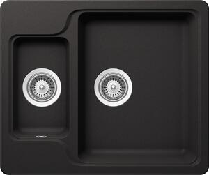 Schock Manhattan N-150 konyhai mosogatótálca Cristalite Nero 610 x 510 mm, gránit, megfordítható, hagyományos beépítés, fekete