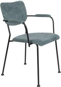 Benson karfás design szék, szürkéskék