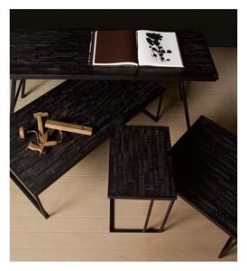 Shape fekete asztalka újrahasznosított teakfa asztallappal- BePureHome