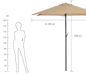 SIESTA napernyő bézs, Ø 2,5 m