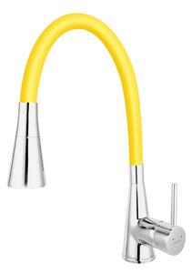 Ferro Zumba II flexibilis csövű csaptelep, 2 funkciós zuhanyfej, sárga