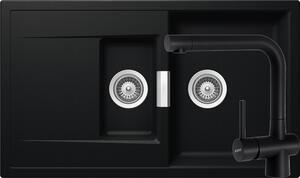 Schock Mono D-150 konyhai mosogatótálca 860 x 510 mm és Schock Laios konyhai csaptelep Cristadur Puro, intenzív fekete