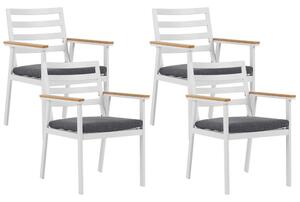 Fehér kerti szék négydarabos szettben szürke párnákkal CAVOLI