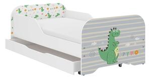 MIKI gyerekágy 140x70cm matraccal és ágyneműtartóval - dino