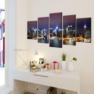 VidaXL Vászon falikép szett színes new york-i Skyline 200 x 100 cm