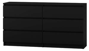 Baltrum M6 Komód - 6 Fiók - Fekete - 138x40x77 cm