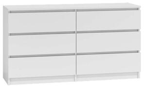 Drohmo M6 Komód - 6 Fiókos - Fehér - 138x40x77 cm